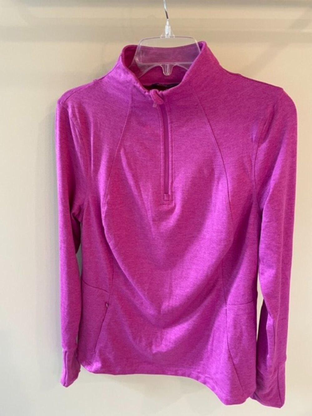 Women's Danskin quarter zip warm up jacket in deep raspberry